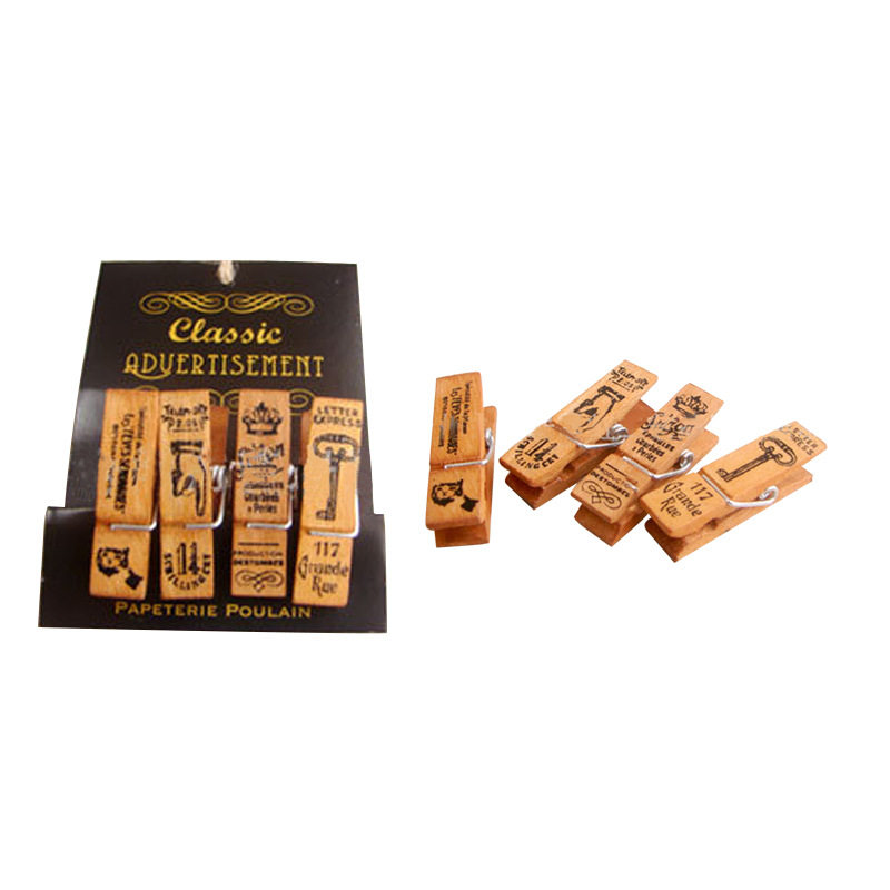 古木套四木夹子封口凉衣实木居家饰品 文艺复古原木色夹子