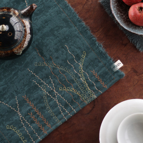 WOOKEN花木深提花棉麻茶席