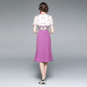 RM5806#夏女装高端轻奢法式精品垂感面料拼接鱼尾裙子重工艺刺绣连衣