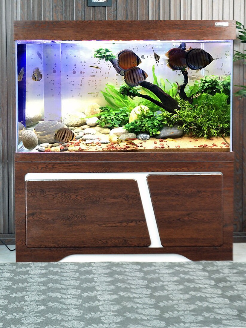 翌美超白玻璃鱼缸下过滤屏风隔断落地式家居鱼缸生态水族箱创意鱼