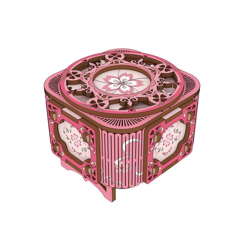 木质diy拼装八音盒樱花四叶草手工音乐盒钢琴模型摆件创意节礼品