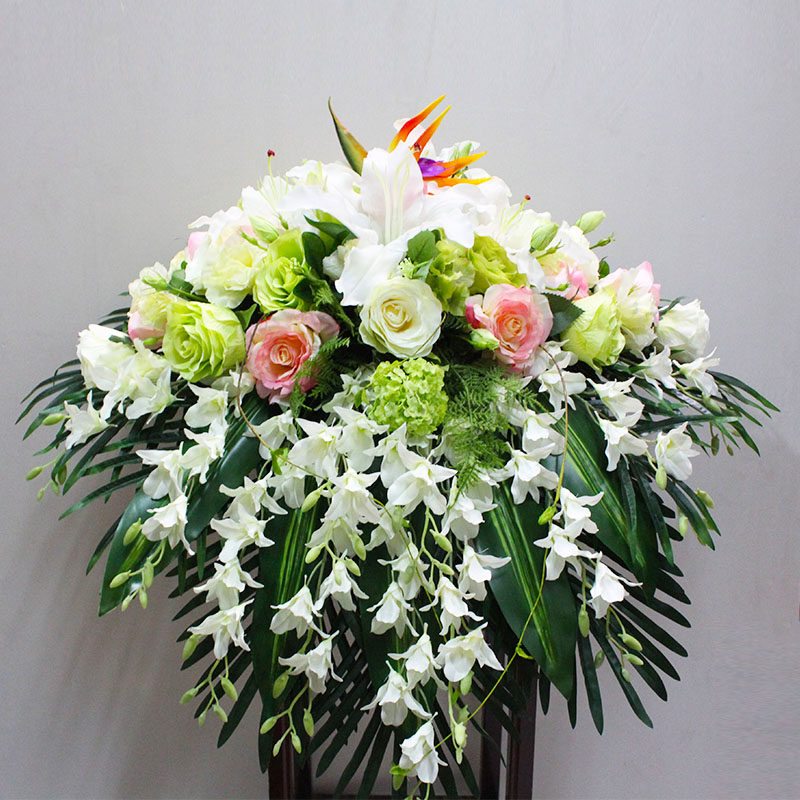 高端演讲台花艺仿真花会议桌花商务用花摆花主席台悬挂下垂装饰花