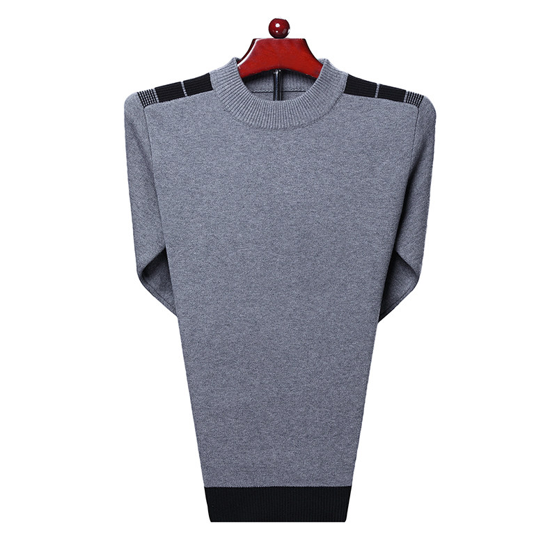 Autumn and winter men's sweater half high collar T-shirt father's dress with wool ash