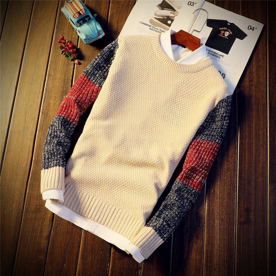 Winter new men's sweater long sleeve T-shirt crew neck