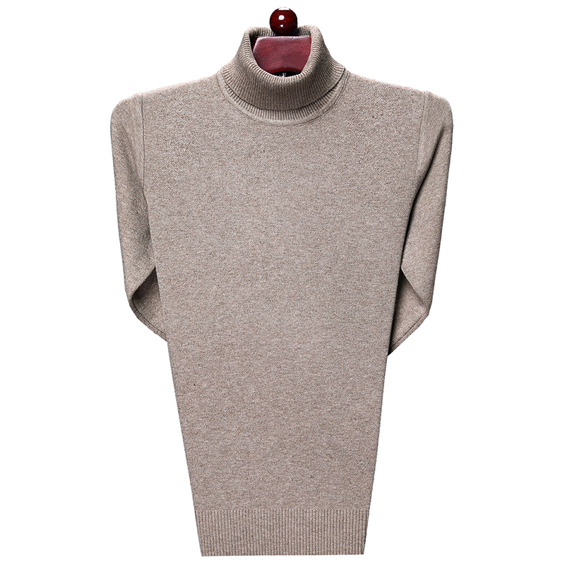 Autumn winter men's sweater solid color high collar T-shirt