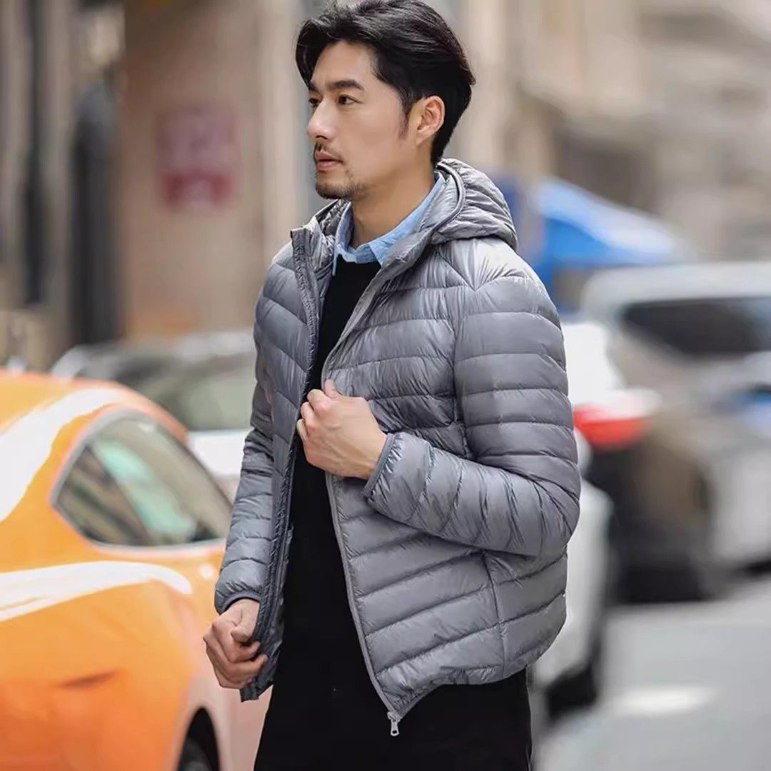 轻薄羽绒服男士立领连帽大码外套