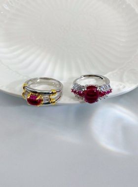 色鸽血红食指时尚小众女百搭开口