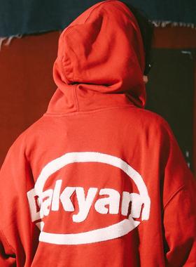 DAKYAM 毛巾绣LOGO连帽套头宽松复古长袖卫衣本命年红色男女同款
