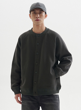 BUTTBILL 24SS日系复古重磅400G华夫格开衫卫衣亨利领格雷系外套