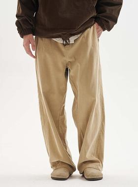 BUTTBILL 24AW复古16坑无弹面料做旧灯芯绒水洗直筒分割休闲长裤