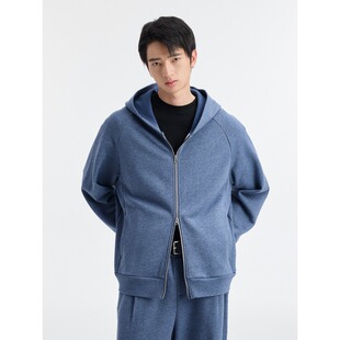 BUTTBILL 26SS廓形拉链卫衣男情侣花纱通勤复古基础连帽开衫外套