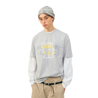 美式高街撞色字母吉祥物印花T恤