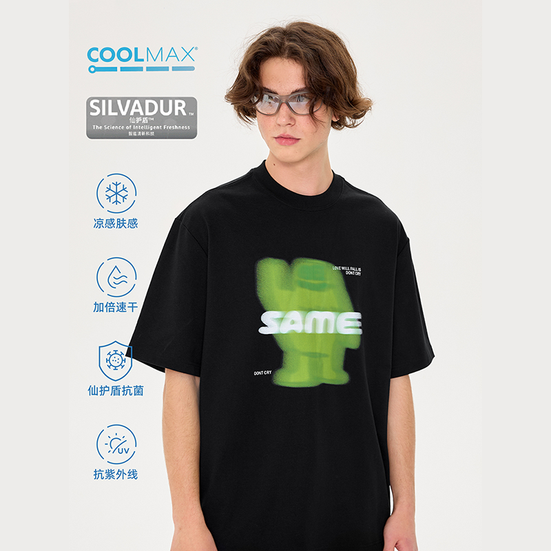 SAMESAME虚幻朦胧印花短袖t恤潮