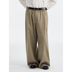 BUTTBILL 26SS复古莱赛尔棉麻阔腿垂感通勤宽松休闲长裤子男裤