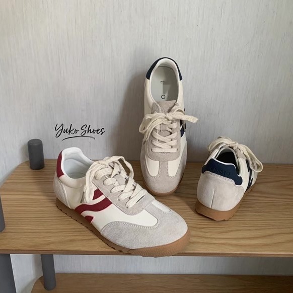 特!好看!百思家原25春夏新款休闲鞋女复古德训鞋防滑平底休闲鞋