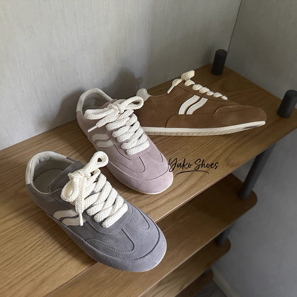 特！品质！丝绒拿铁平底德训鞋新平底系带休闲女鞋3色运动阿甘鞋,女鞋,德训鞋,淘宝优惠券,粉丝福利购,淘宝优惠卷