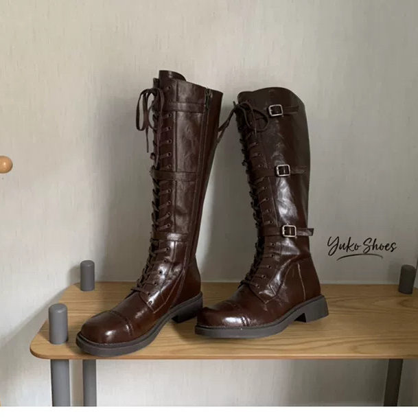 34#35#特！天家纯原！旗舰在售复古棕西部骑士靴系带皮带扣时装靴,女鞋,西部靴,淘宝优惠券,粉丝福利购,淘宝优惠卷