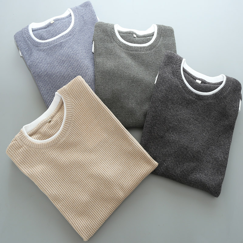 外贸男士华夫格叠穿短袖T恤