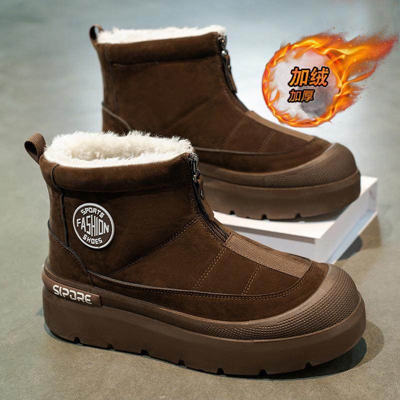 桑坡棉鞋男冬季2025新款加绒保暖雪地靴男款学生户外防寒厚底棉靴