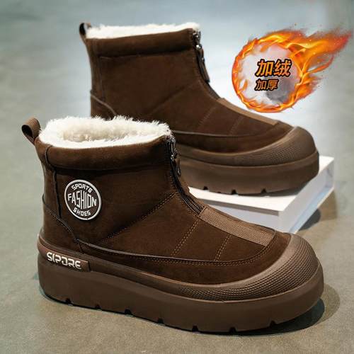 桑坡棉鞋男冬季2025新款加绒保暖雪地靴男款学生户外防寒厚底棉靴