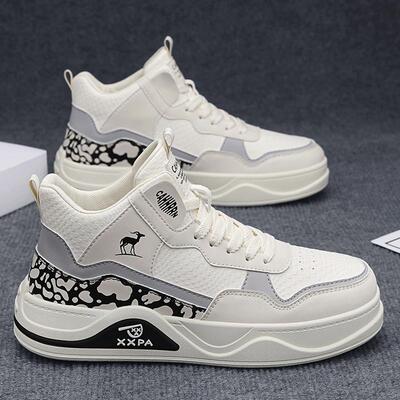 高帮男鞋秋冬季2025新款韩版百搭小白潮鞋男款中学生运动厚底板鞋