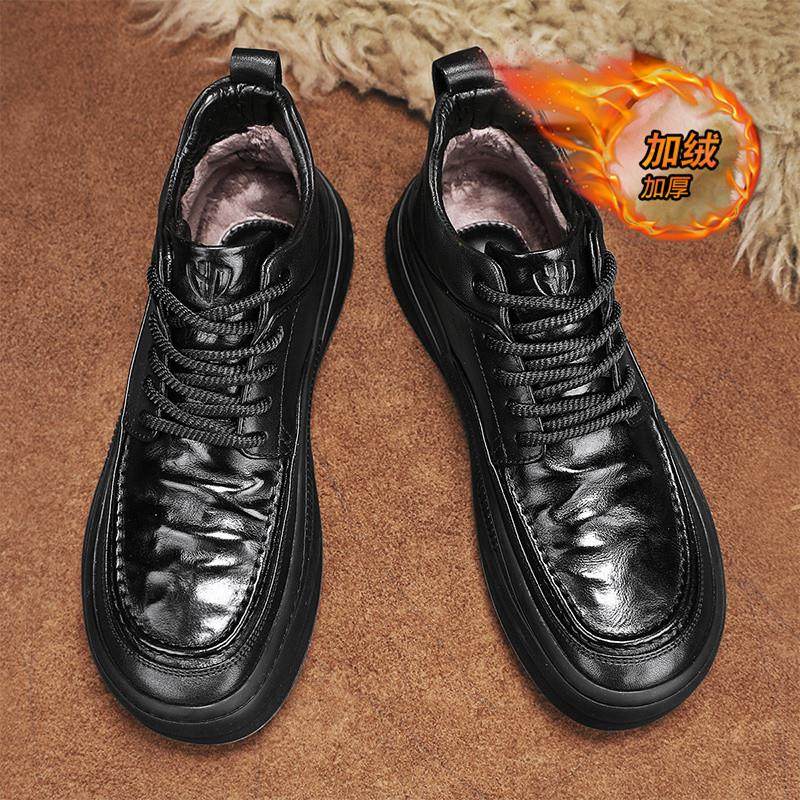 男鞋冬季加绒保暖高帮覆古工装皮鞋男士厚底耐磨休闲板鞋2025新款,流行男鞋,单鞋,淘宝优惠券,粉丝福利购,淘宝优惠卷