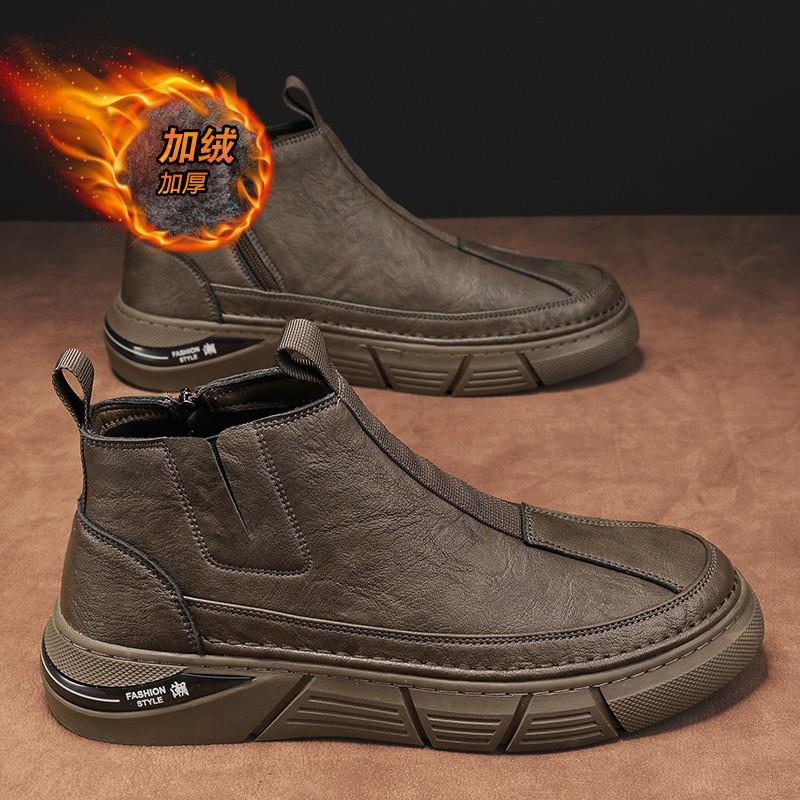 惠州马丁靴男鞋冬季2025新款加绒保暖二棉工装靴男士休闲运动棉鞋