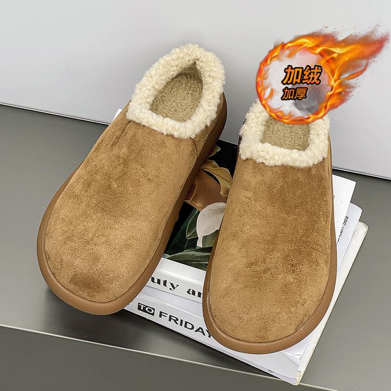 勃肯鞋男冬季2025新款一脚蹬软底真皮棉拖鞋男款学生加绒保暖棉鞋