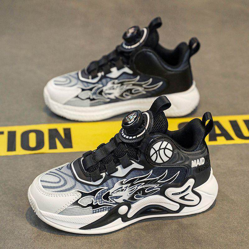 男童鞋春款2025新款旋转纽扣儿童运动鞋中大童学生耐磨男孩篮球鞋