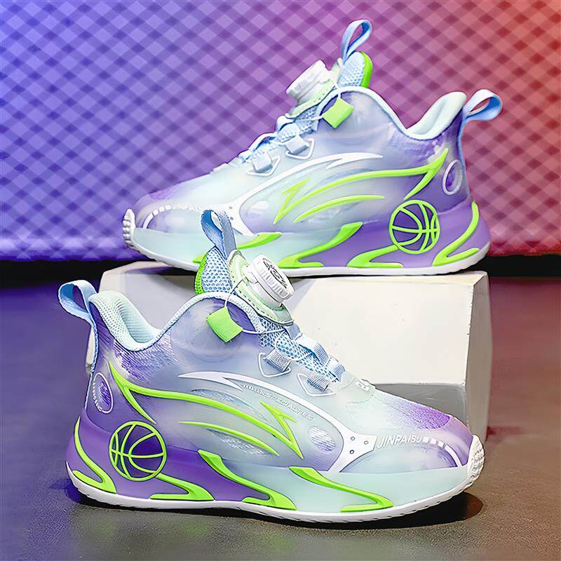 男童运动鞋春秋2025新款儿童专业篮球鞋中大童旋转扣小学生跑步鞋