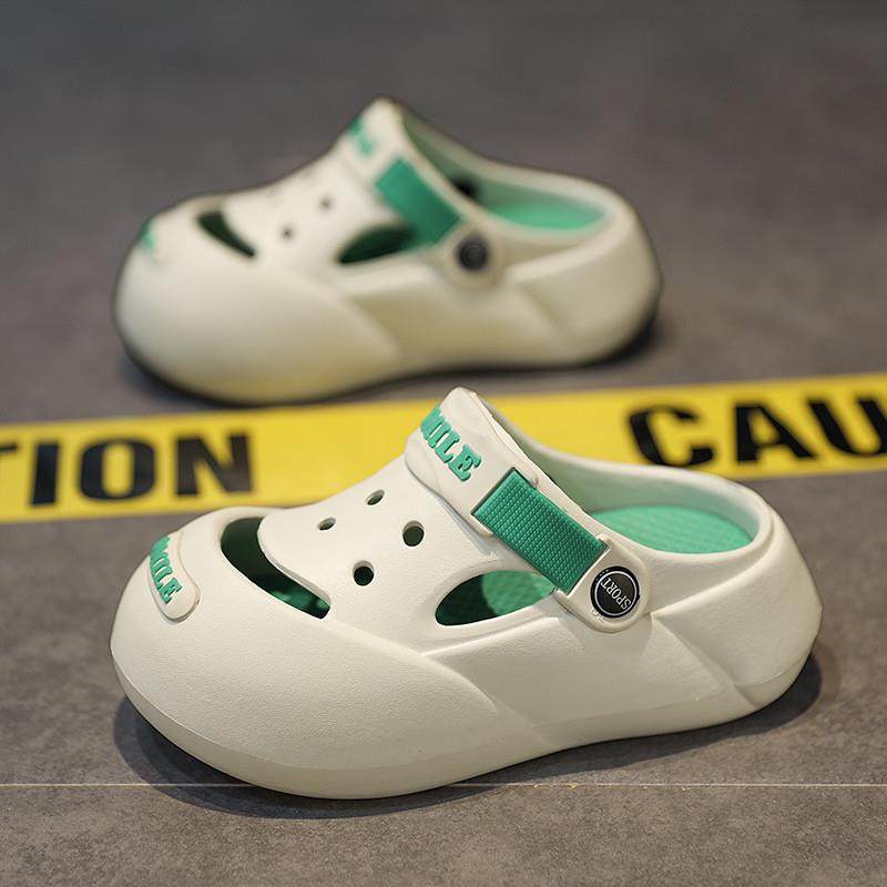 儿童洞洞鞋2025夏季新款踩屎感静音男童防滑拖鞋男孩包头沙滩凉鞋,童鞋/婴儿鞋/亲子鞋,儿童棉拖鞋,淘宝优惠券,粉丝福利购,淘宝优惠卷