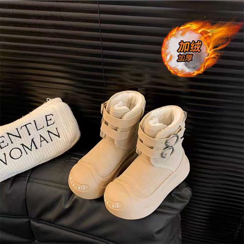 桑坡雪地靴男鞋冬季2025新款户外皮毛一体加绒保暖情侣马丁大棉鞋