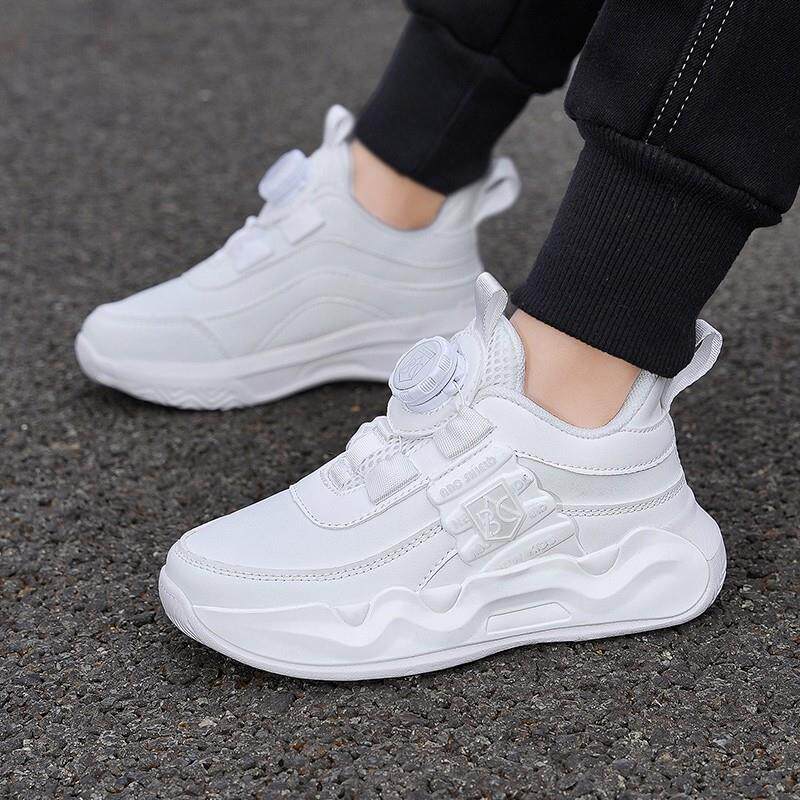 男童鞋子小白鞋秋冬2025新款皮面儿童运动鞋中大童白色男孩老爹鞋