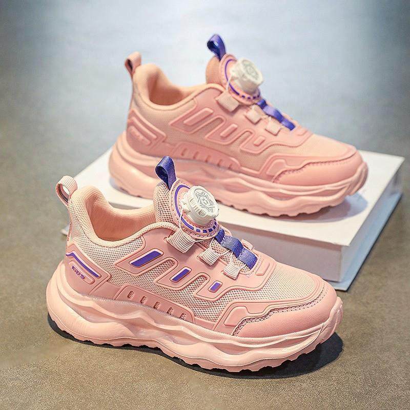 女童鞋春季2025新款旋转钮扣儿童运动鞋中大童初中学生女孩跑步鞋