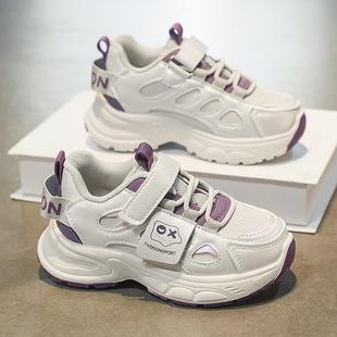 中大童皮面防水女孩老爹鞋 女童鞋 儿童魔术贴运动鞋 2025新款 子春季