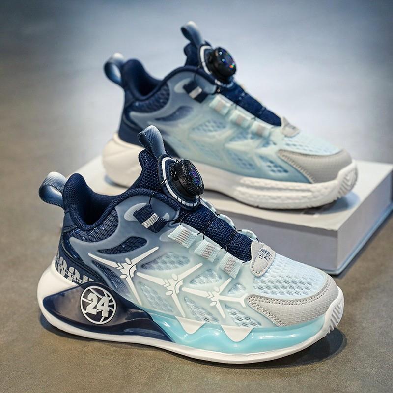 男童鞋子夏款2025新款网面透气儿童运动鞋中大童纽扣男孩跑步网鞋