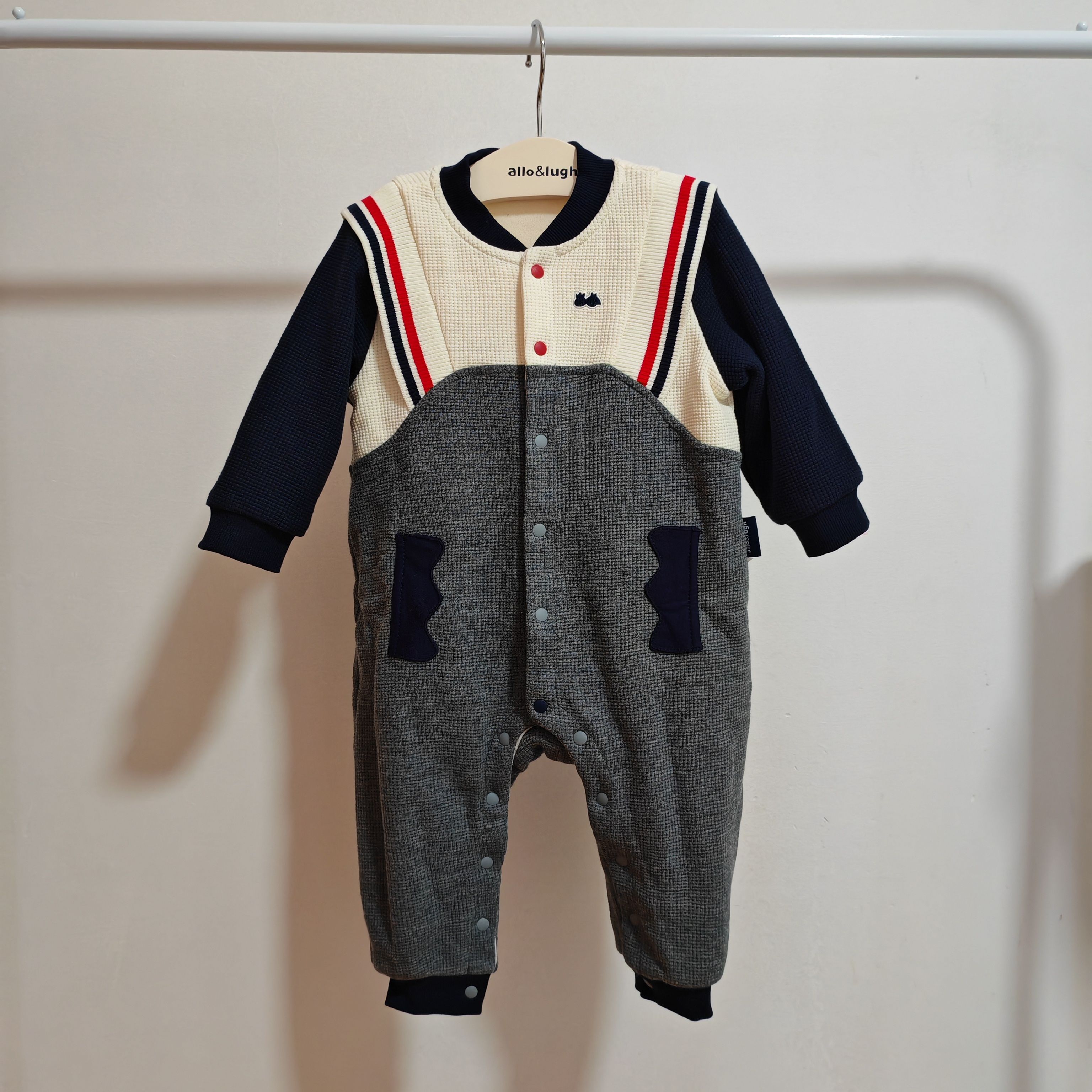 24冬季男儿童休闲连体衣allolugh阿路和如童装专柜同款婴童爬爬服