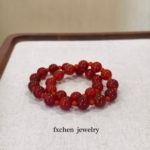 许妍同款 天然水晶手链双圈红玛瑙手串送女友闺蜜生日礼物许我耀眼