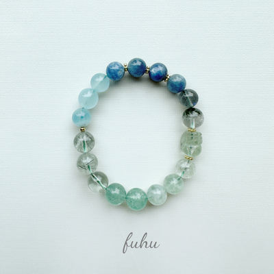 天然绿水晶葡萄石蓝晶海蓝宝喜用补缺水木水貔貅手链女手串礼物