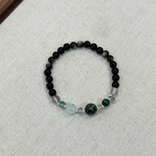 天然黑曜石手链女款绿水晶手串转运招财补水木高级感礼物
