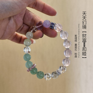 喜木火合集|天然水晶新中式国潮金木水火土手串粉水晶葡萄石手链