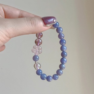 天然水晶坦桑石蓝紫色粉晶花紫水晶白水晶单圈手串手链女闺蜜礼物