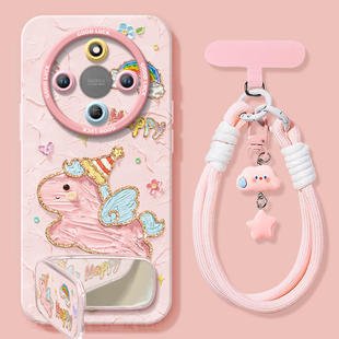 2026粉色油画小马适用荣耀X70手机壳X60竞速版X50pro套x5o叉x30新年款本命年保护honor华为x20se新款x40马年