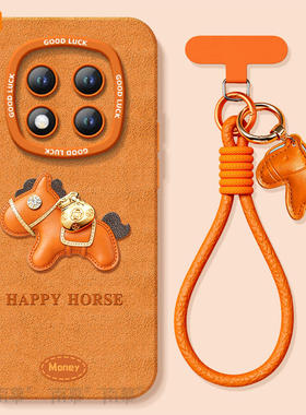 适用红米note15pro手机壳+小米note14套Note13皮革小马12新款2026马年11新年款Redmi硅胶10防摔9过年RED红色8