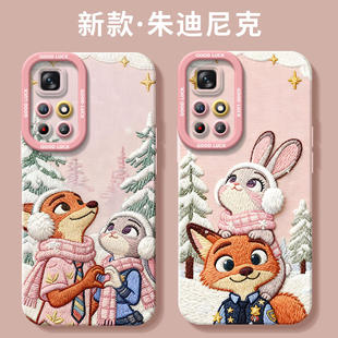 情侣尼克朱迪适用红米Note11手机壳小米Note11pro保护套11e疯狂动物城Redmi新款RED外壳Not硅胶n0te防摔11r软