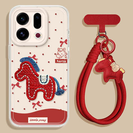 刺绣小马适用OPPOFindX9手机壳FindX9Pro套2026马年findx8新款Find透明X7防摔Find9X本命年OPPO新年款x6过年