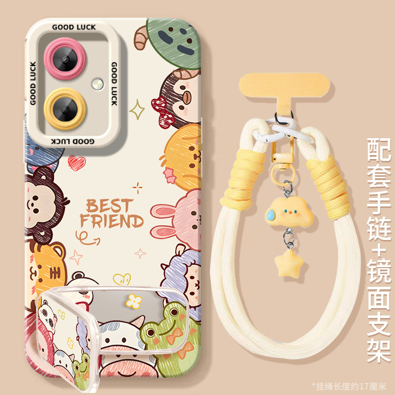 卡通头像适用红米13R手机壳新款小米12C保护套小众高级感10a硅胶全包防摔Redmi十三R13外壳手腕挂绳10x软9a女