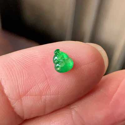 翠都翡翠珠宝缅甸天然A货玉石裸石镶嵌戒面冰种满绿葫芦100272