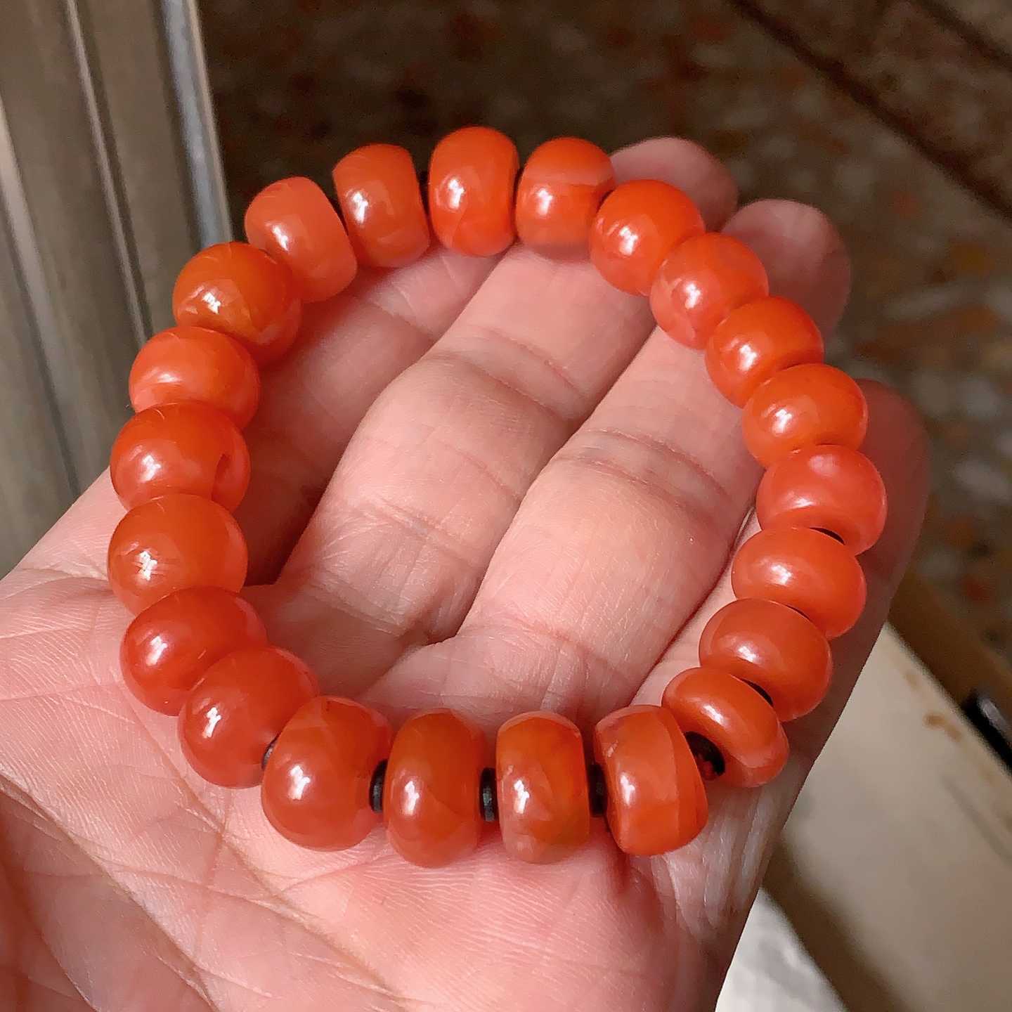 翠都翡翠珠宝天然南红玛瑙鼓形珠手链手串