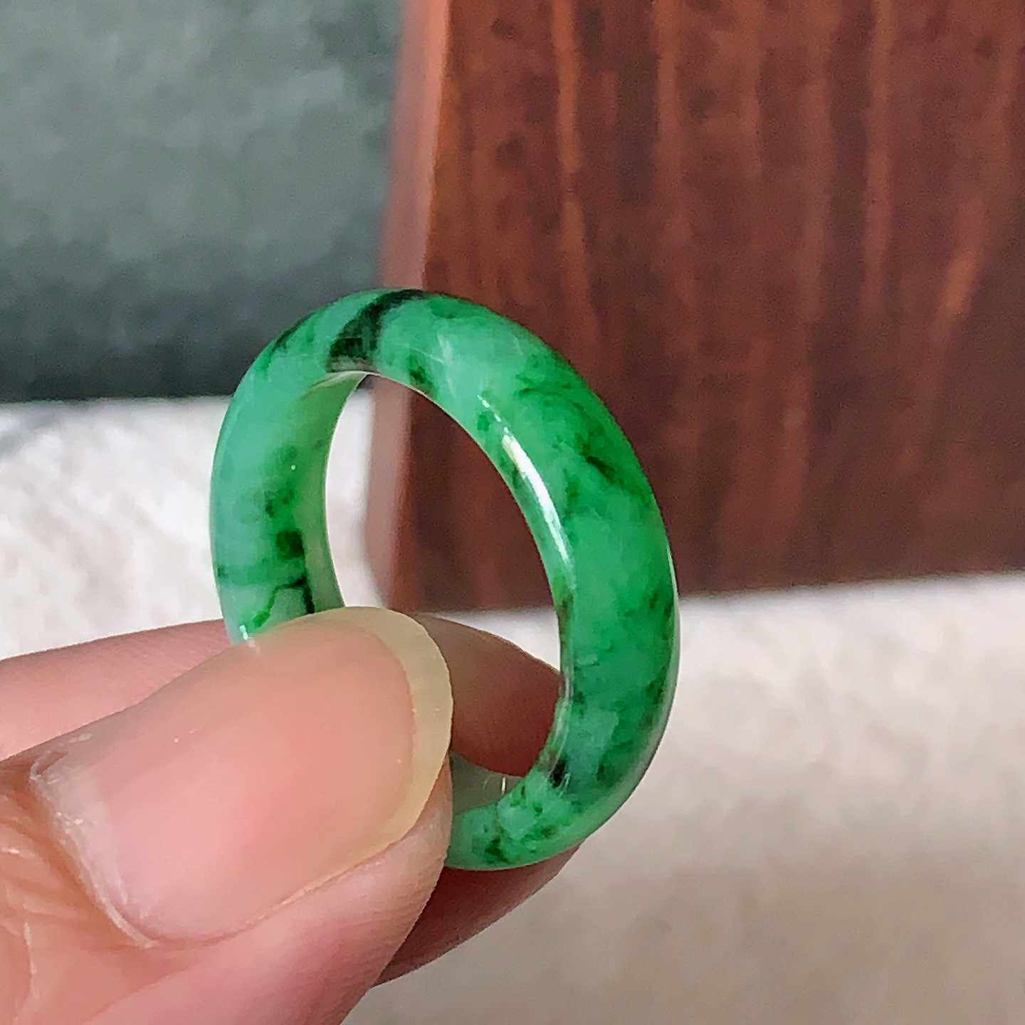 翠都翡翠珠宝缅甸A货玉石20号花青阳绿戒指环800200